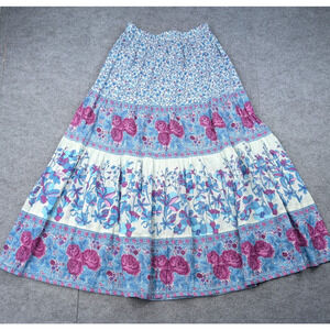 Spell And The Gypsy Maxi Skirt Women Medium Organic Cotton Tiered Cottage Floral